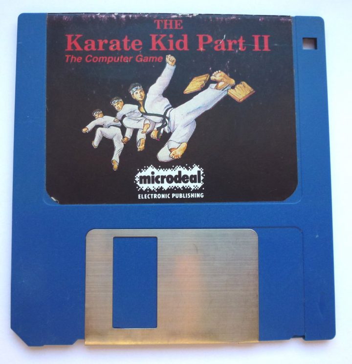 The Karate Kid Part 2 game for Commodore Amiga on floppy disk.