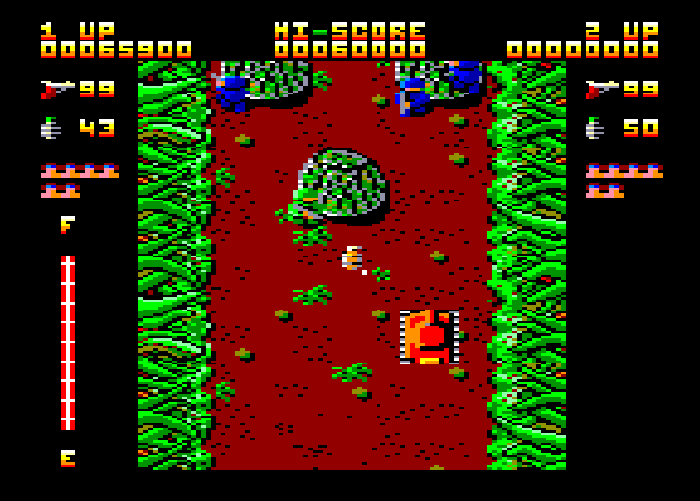 A screenshot from Ikari Warriors on Amstrad CPC.