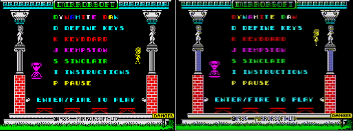 Before enabling TV mimic mode (left) and after (right). Note the fine horizontal scan lines, pixel blurring and some very slight ghosting. (Click the image to enlarge.)