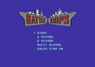 Title screen from the Commodore 64 games Battleships.