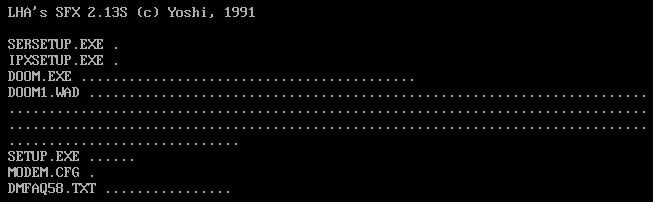 A screenshot showing Doom Shareware installing.