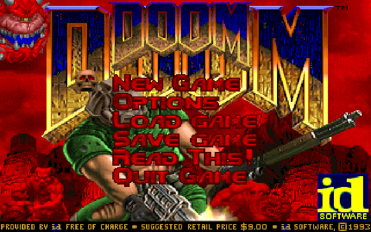 The title screen from Doom Shareware.