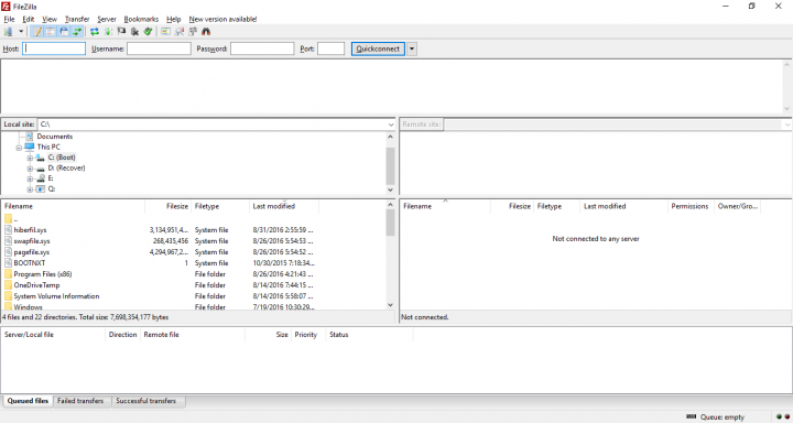 A Screenshot from FileZilla