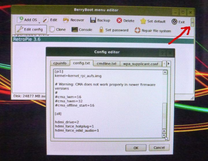 A screenshot fixing sound problems in RetroPie.