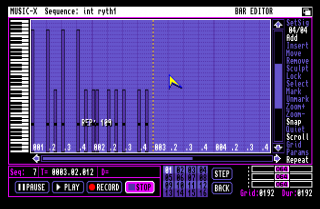 A screenshot from Music-X on the Commodore Amiga.